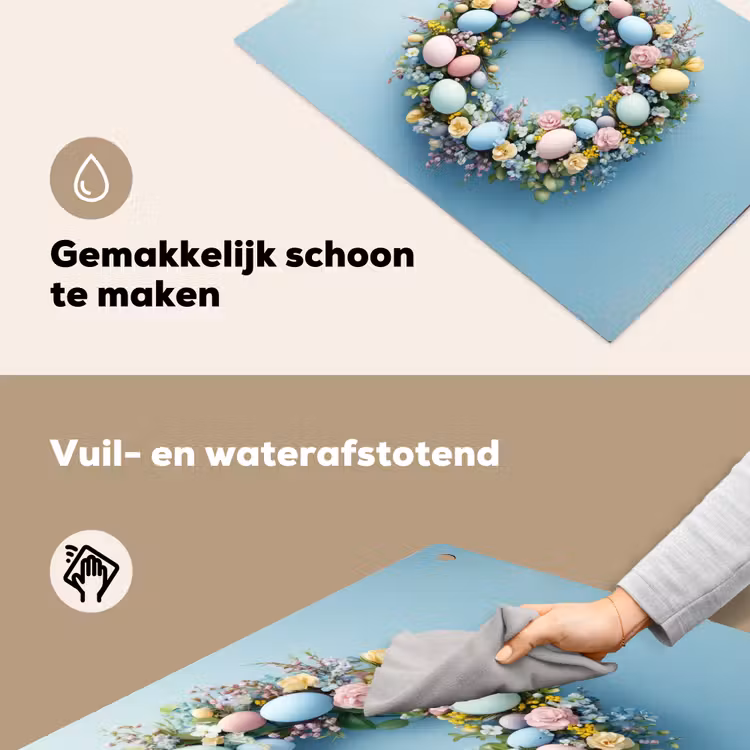 Krans - Eieren - Bloemen Inductie beschemer met haakjes klein -ky-schoon-nl