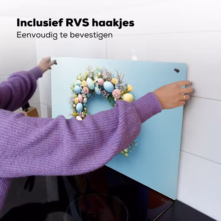 Krans - Eieren - Bloemen Inductie beschemer met haakjes klein -ky-ophangen-nl