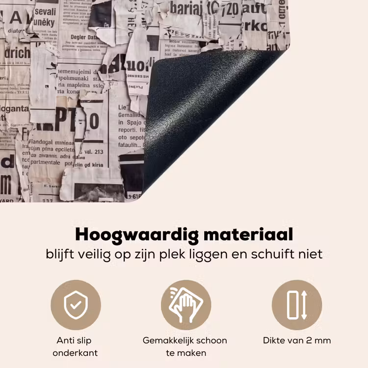 Krant - Gescheurd - Textuur - Abstract - Zwart-wit Inductie beschemer met haakjes klein -ky-onderkant-nl