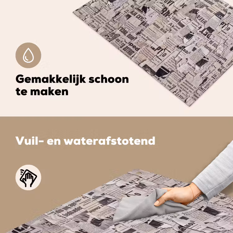 Krant - Gescheurd - Textuur - Abstract - Zwart-wit Inductie beschemer met haakjes klein -ky-schoon-nl