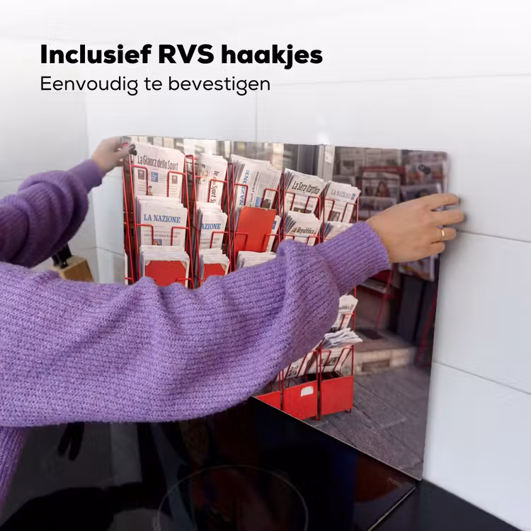 Kranten - Rek - Stedelijk - Dagelijks leven - Rood Inductie beschemer met haakjes klein -ky-ophangen-nl