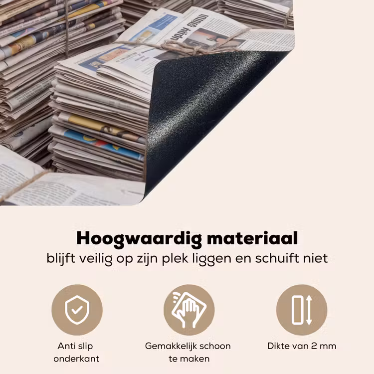 Kranten - Stapels - Touw - Informatie - Vintage Inductie beschemer met haakjes klein -ky-onderkant-nl