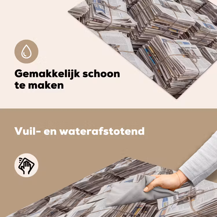 Kranten - Stapels - Touw - Informatie - Vintage Inductie beschemer met haakjes klein -ky-schoon-nl