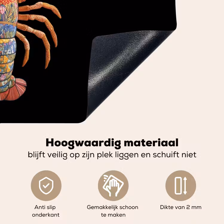 Kreeft - Borduur - Kleurrijk - Bloemen Inductie beschemer met haakjes klein -ky-onderkant-nl