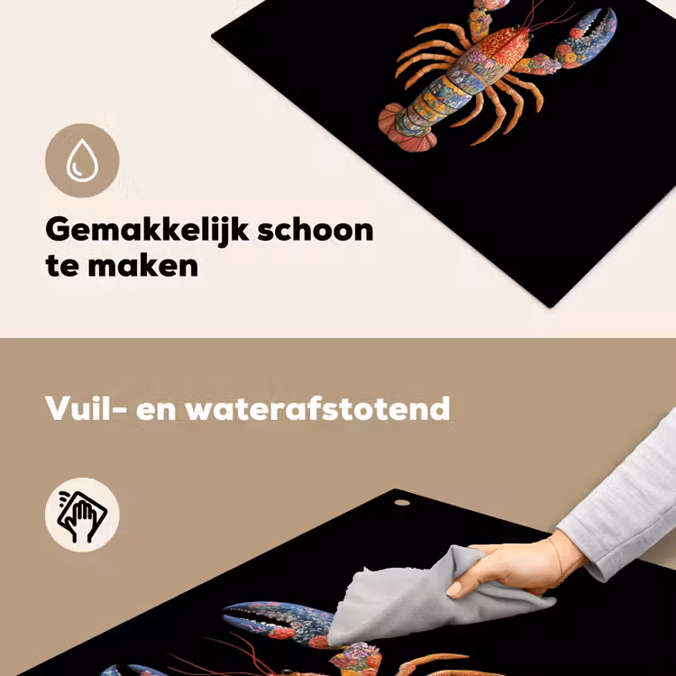 Kreeft - Borduur - Kleurrijk - Bloemen Inductie beschemer met haakjes klein -ky-schoon-nl