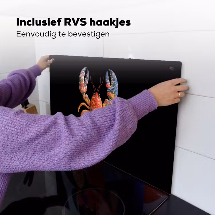 Kreeft - Borduur - Kleurrijk - Bloemen Inductie beschemer met haakjes klein -ky-ophangen-nl