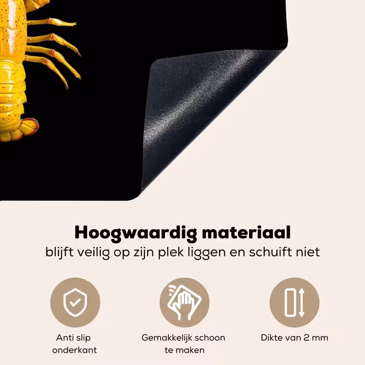 Kreeft - Geel - Stippen - Effen Inductie beschemer met haakjes klein -ky-onderkant-nl