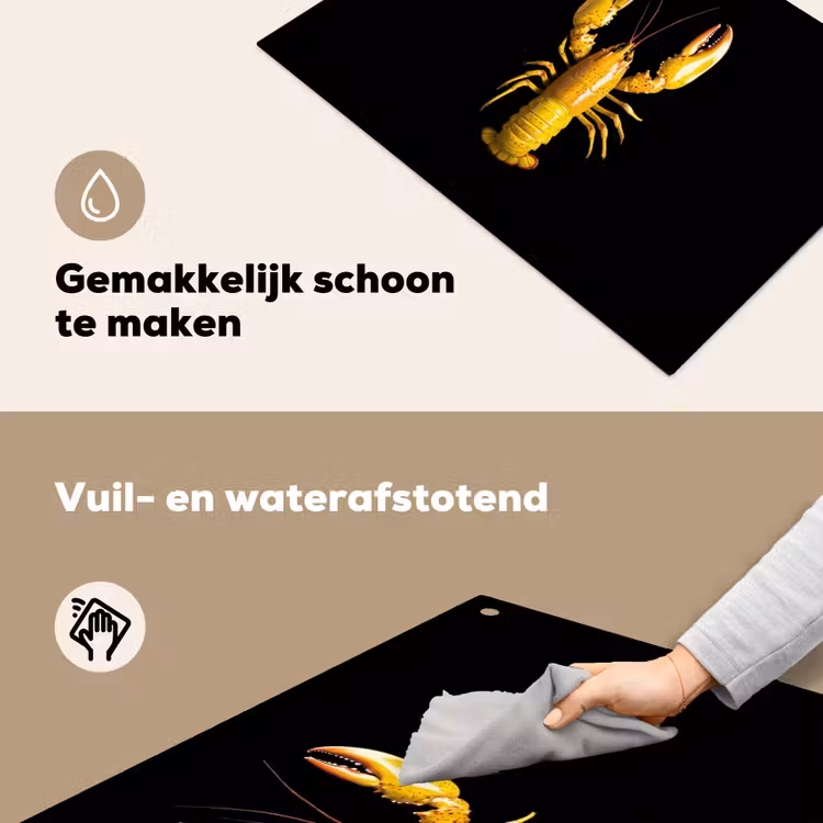Kreeft - Geel - Stippen - Effen Inductie beschemer met haakjes klein -ky-schoon-nl