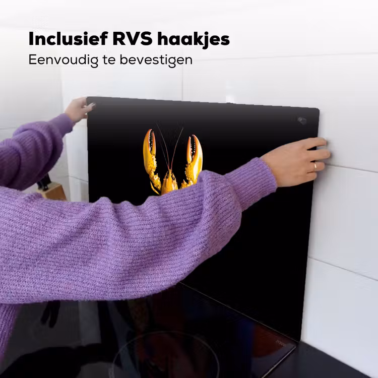 Kreeft - Geel - Stippen - Effen Inductie beschemer met haakjes klein -ky-ophangen-nl