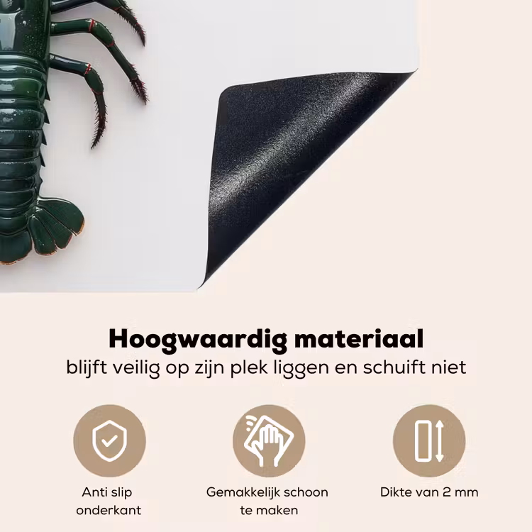 Kreeft - Glossier - Groen - Wit Inductie beschemer met haakjes klein -ky-onderkant-nl