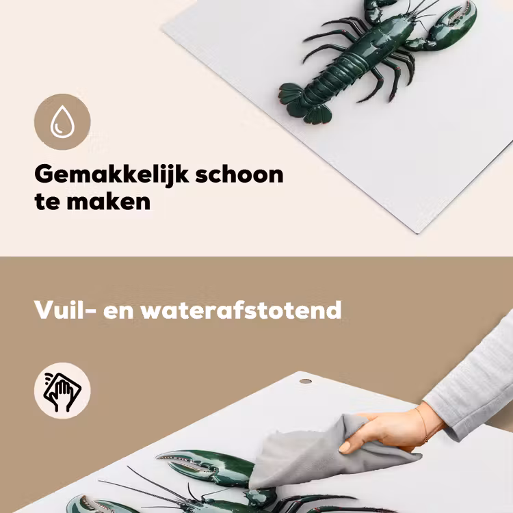 Kreeft - Glossier - Groen - Wit Inductie beschemer met haakjes klein -ky-schoon-nl