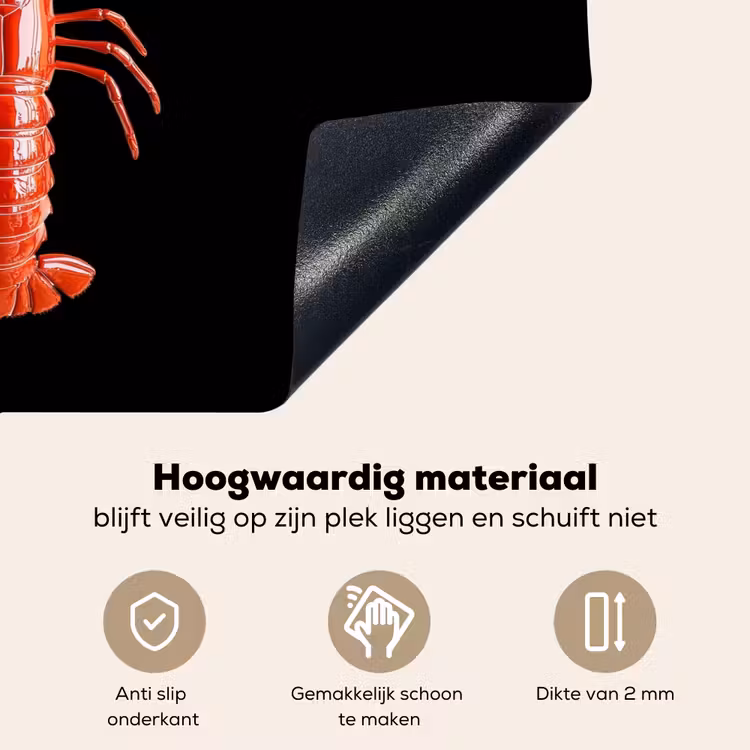 Kreeft - Glossier Rood - Zwart Inductie beschemer met haakjes klein -ky-onderkant-nl