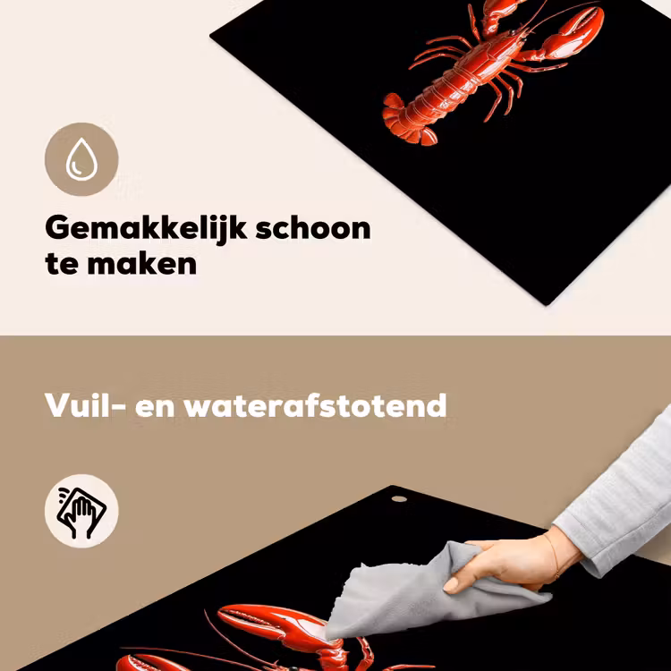 Kreeft - Glossier Rood - Zwart Inductie beschemer met haakjes klein -ky-schoon-nl