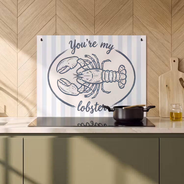 Kreeft - Illustratie - Liefde - Blauw - Decoratie Inductie beschemer met haakjes klein -sfeer2