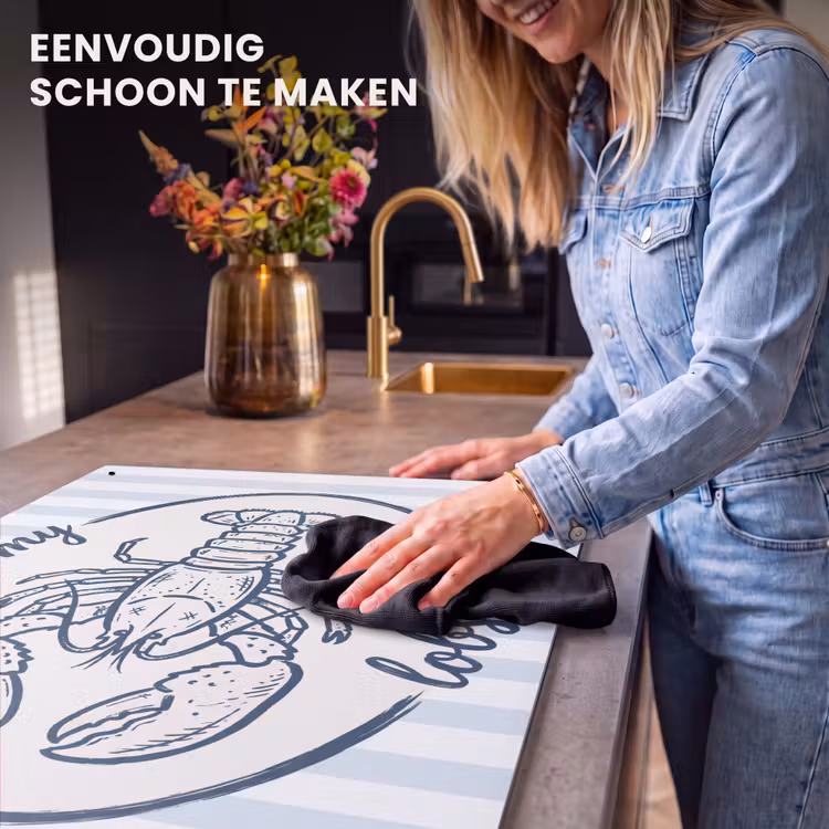 Kreeft - Illustratie - Liefde - Blauw - Decoratie Inductie beschemer met haakjes klein -ky-schoon-nl