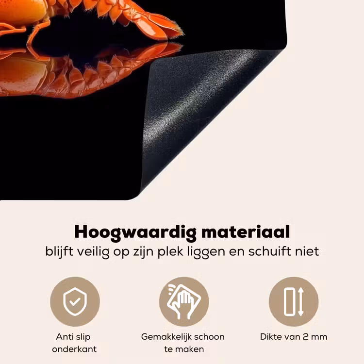 Kreeft - Oranje - Zwart - Opvallend Inductie beschemer met haakjes klein -ky-onderkant-nl