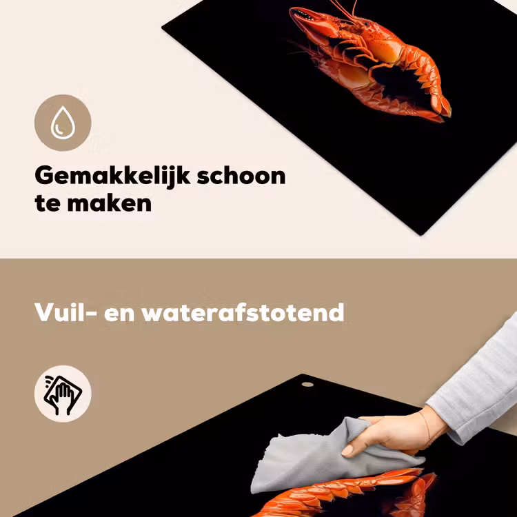 Kreeft - Oranje - Zwart - Opvallend Inductie beschemer met haakjes klein -ky-schoon-nl