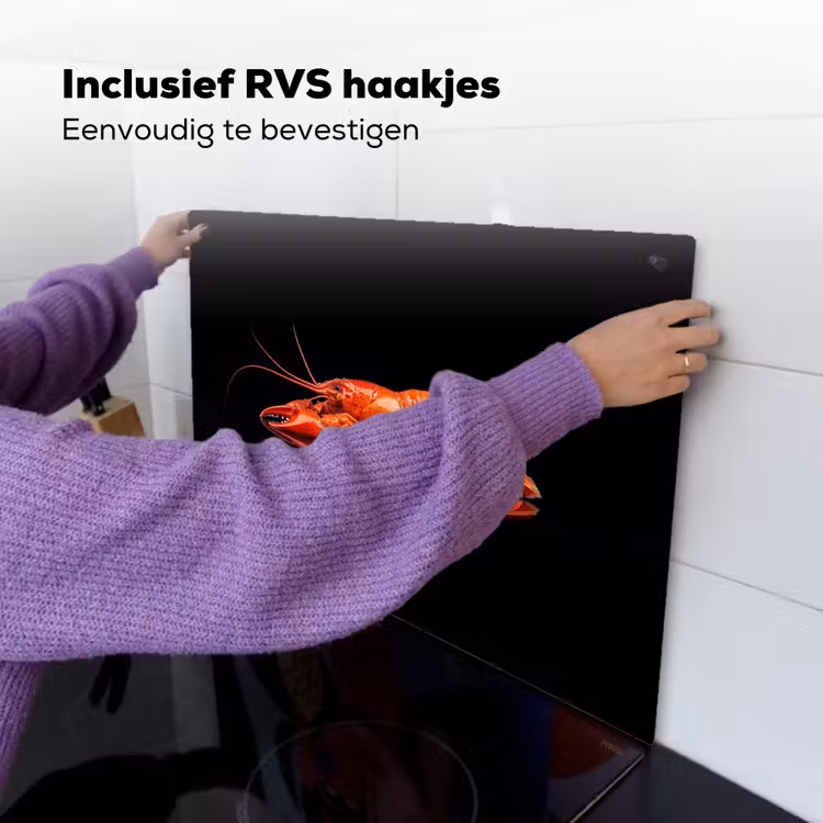 Kreeft - Oranje - Zwart - Opvallend Inductie beschemer met haakjes klein -ky-ophangen-nl