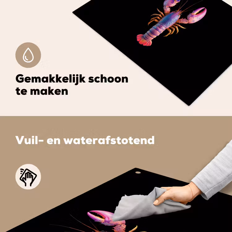 Kreeft - Paars - Roze - Zwart - Stippen - Lila Inductie beschemer met haakjes klein -ky-schoon-nl