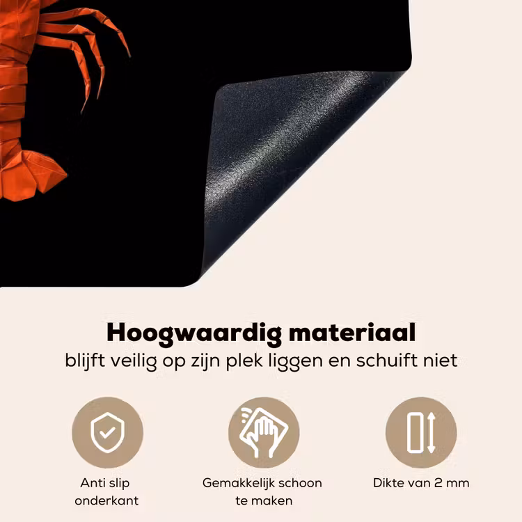 Kreeft - Papier - Origami papier - Rood Inductie beschemer met haakjes klein -ky-onderkant-nl
