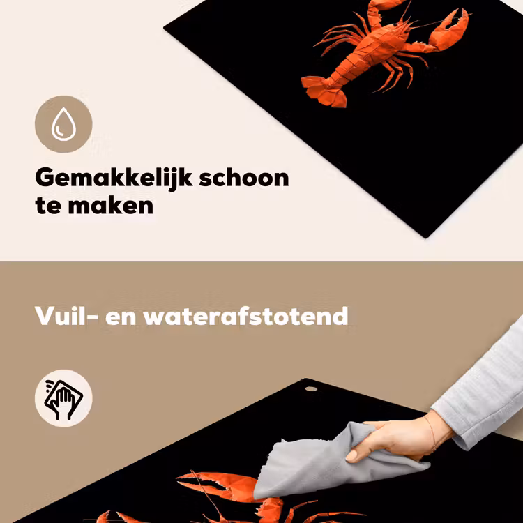 Kreeft - Papier - Origami papier - Rood Inductie beschemer met haakjes klein -ky-schoon-nl