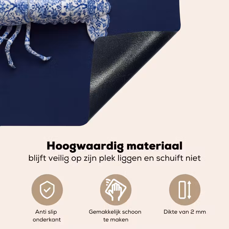 Kreeft - Porselein - Delfts - Blauw Inductie beschemer met haakjes klein -ky-onderkant-nl