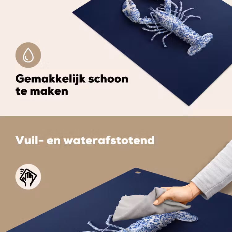 Kreeft - Porselein - Delfts - Blauw Inductie beschemer met haakjes klein -ky-schoon-nl