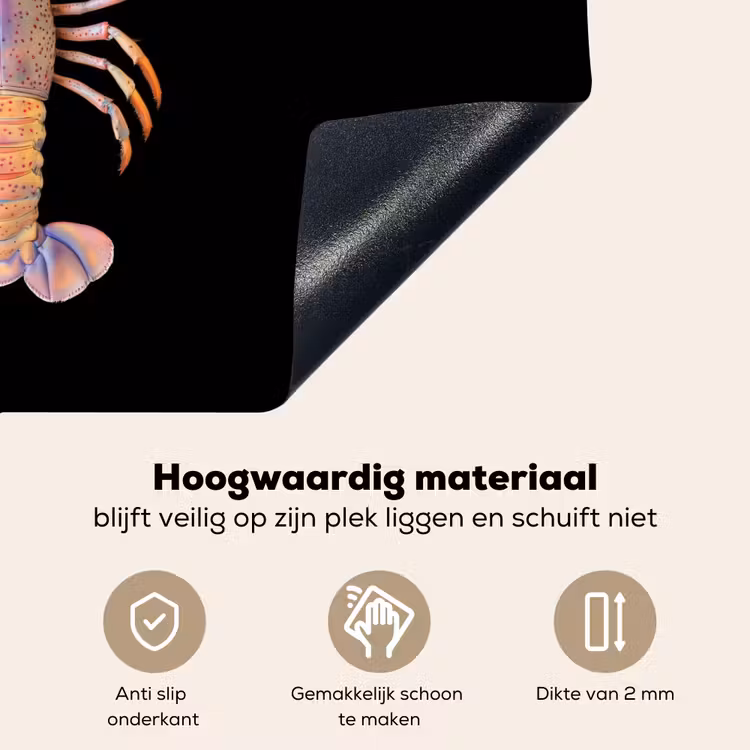 Kreeft - Roze - Zacht - Zwart Inductie beschemer met haakjes klein -ky-onderkant-nl