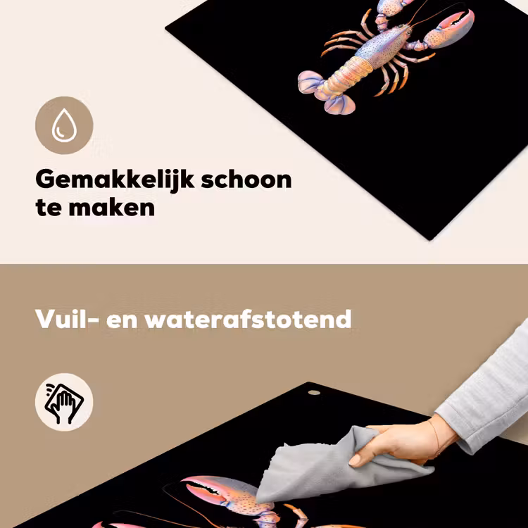 Kreeft - Roze - Zacht - Zwart Inductie beschemer met haakjes klein -ky-schoon-nl