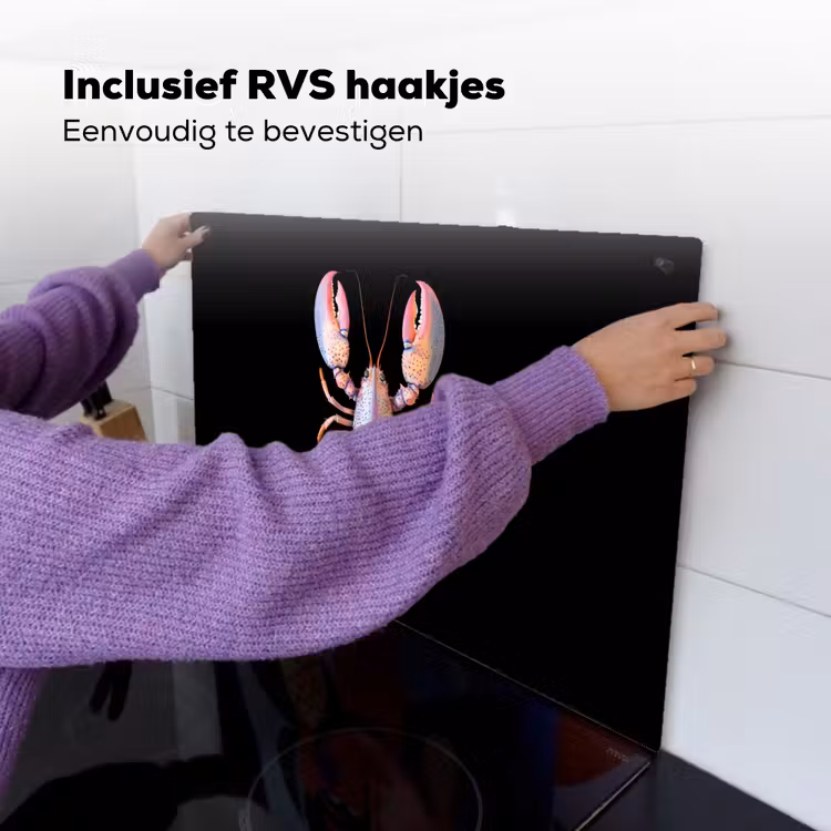 Kreeft - Roze - Zacht - Zwart Inductie beschemer met haakjes klein -ky-ophangen-nl
