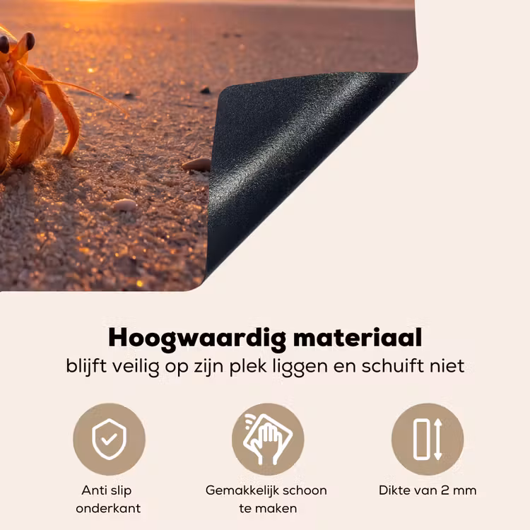 Kreeft - Strand - Natuur - Zonsondergang - Oranje Inductie beschemer met haakjes klein -ky-onderkant-nl