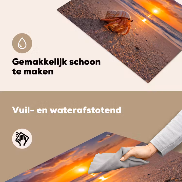 Kreeft - Strand - Natuur - Zonsondergang - Oranje Inductie beschemer met haakjes klein -ky-schoon-nl