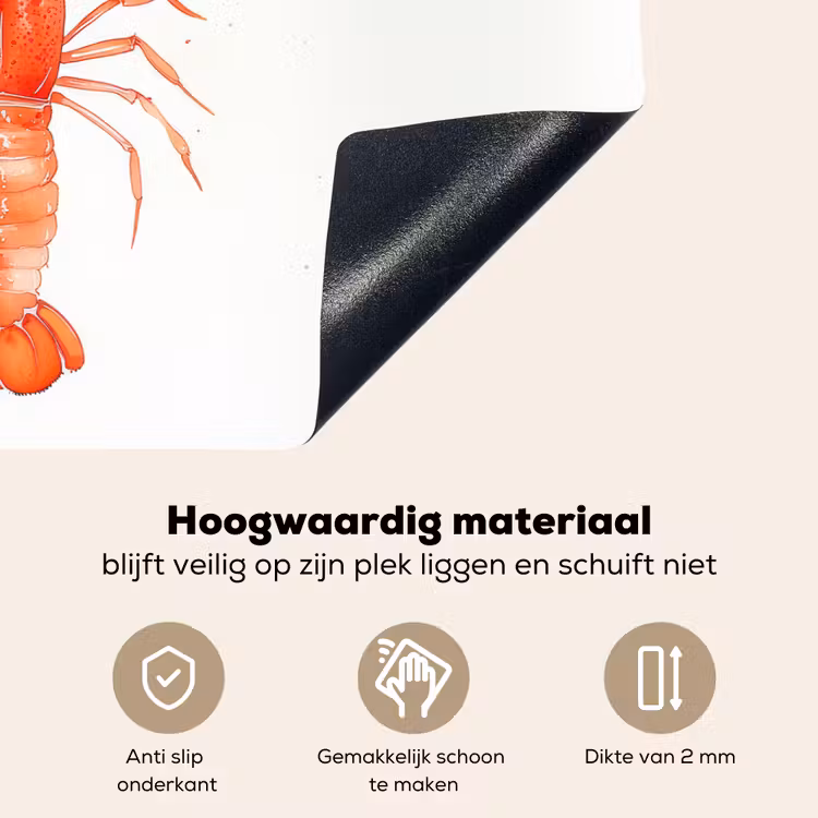 Kreeft - Waterverf - Aquarel - Oranje Inductie beschemer met haakjes klein -ky-onderkant-nl