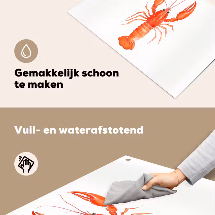 Kreeft - Waterverf - Aquarel - Oranje Inductie beschemer met haakjes klein -ky-schoon-nl