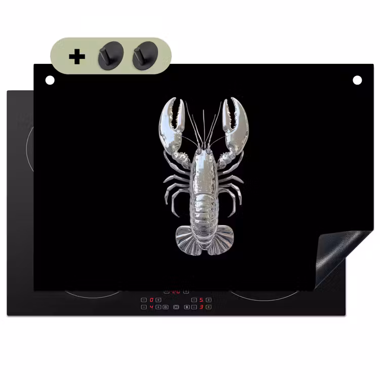 Kreeft - Zilver - Metallic - Luxe Inductie beschemer met haakjes klein -3d