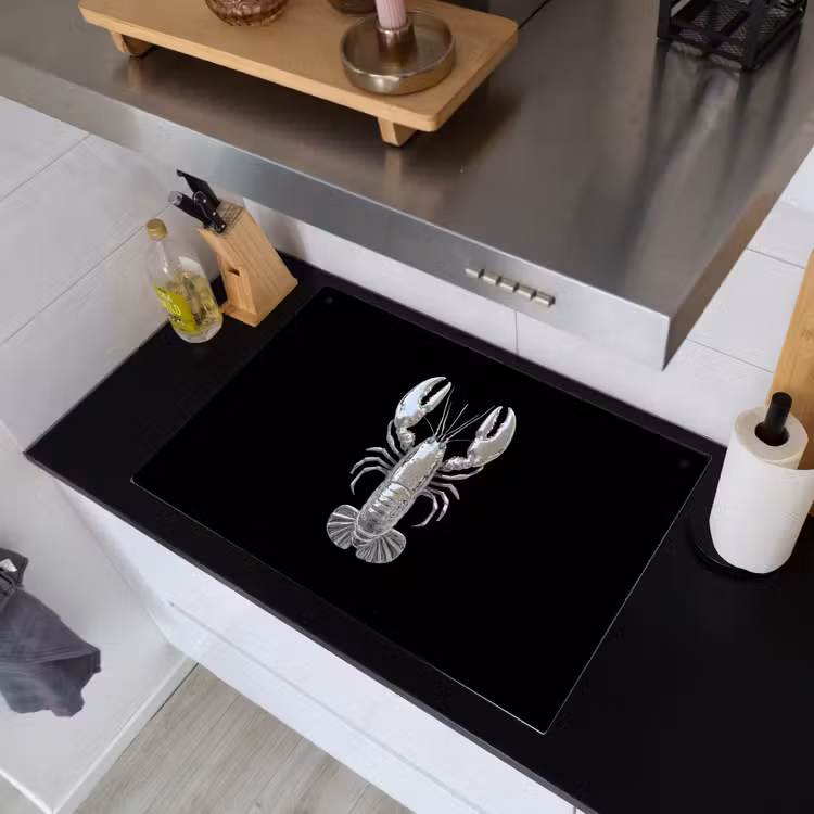 Kreeft - Zilver - Metallic - Luxe Inductie beschemer met haakjes klein -sfeer1