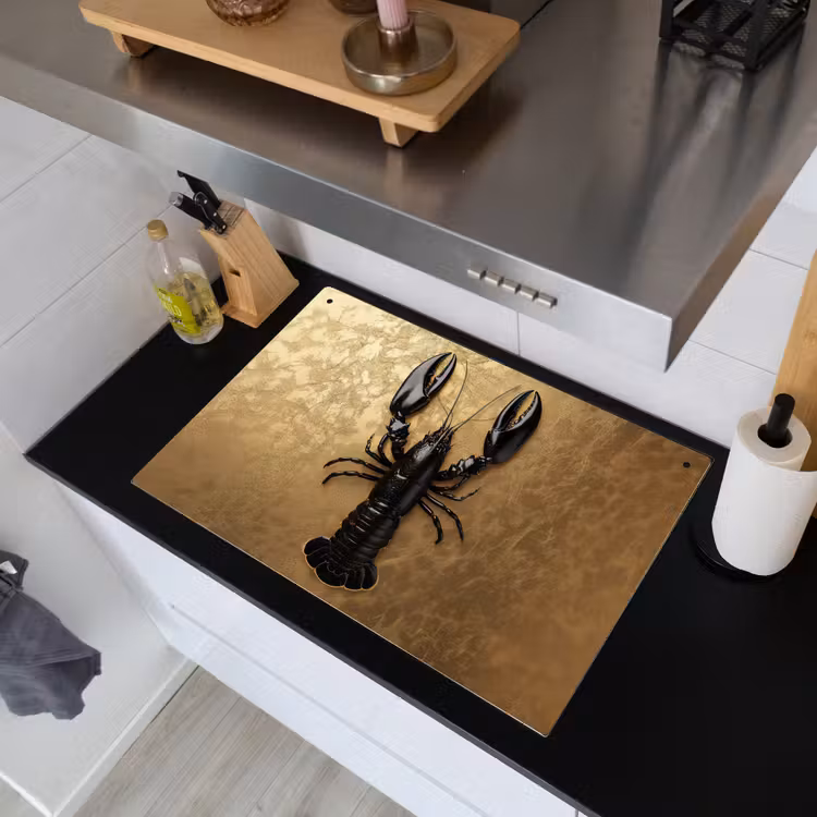 Kreeft - Zwart - Goud - Luxe Inductie beschemer met haakjes klein -sfeer1