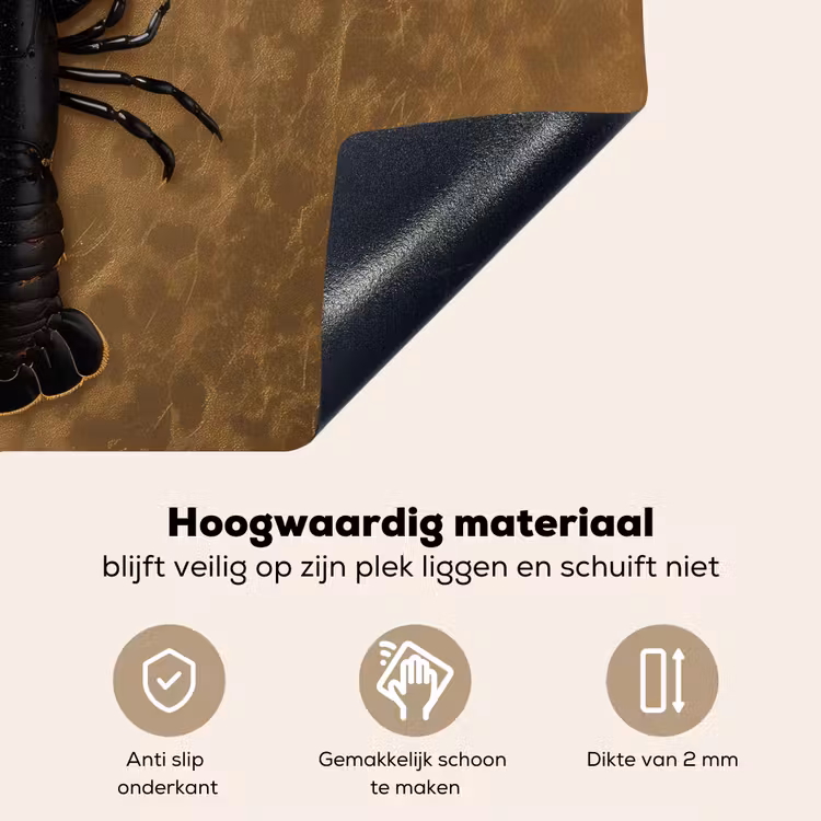 Kreeft - Zwart - Goud - Luxe Inductie beschemer met haakjes klein -ky-onderkant-nl