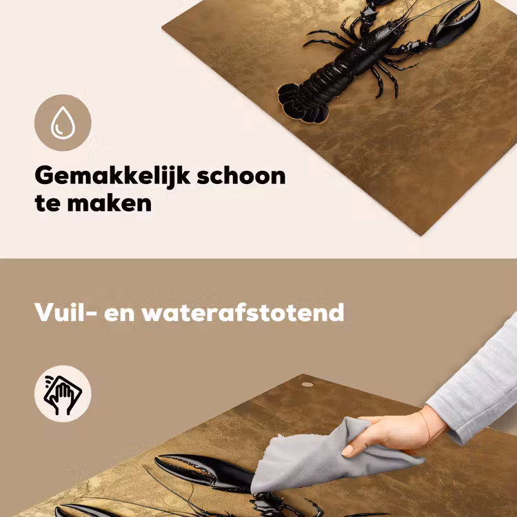 Kreeft - Zwart - Goud - Luxe Inductie beschemer met haakjes klein -ky-schoon-nl