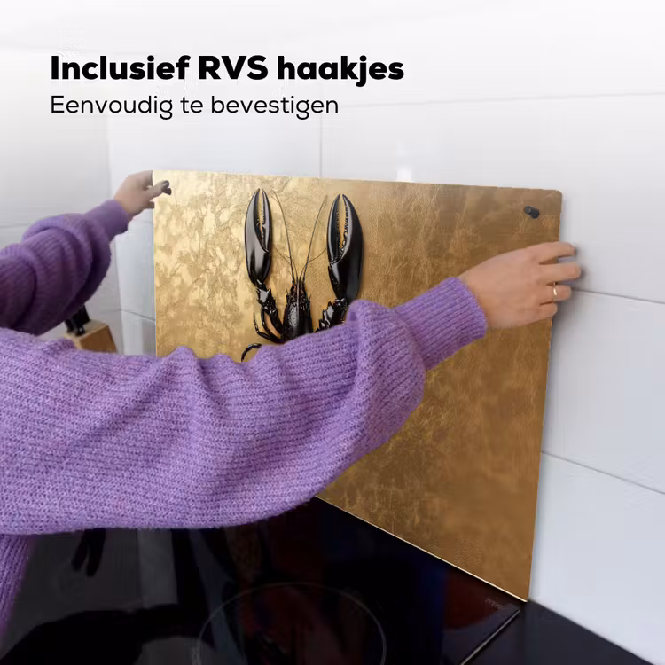 Kreeft - Zwart - Goud - Luxe Inductie beschemer met haakjes klein -ky-ophangen-nl