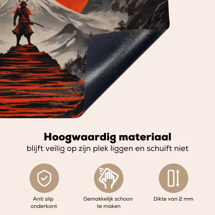 Krijger - Rode trappen - Zon - Berg Inductie beschemer met haakjes middel -ky-onderkant-nl