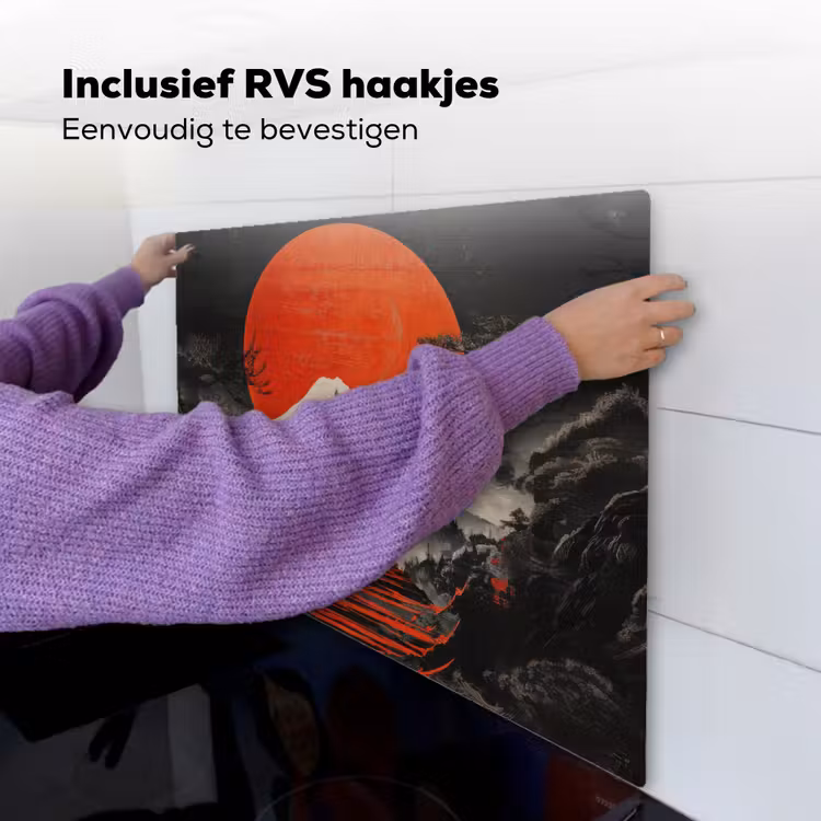 Krijger - Rode trappen - Zon - Berg Inductie beschemer met haakjes middel -ky-ophangen-nl