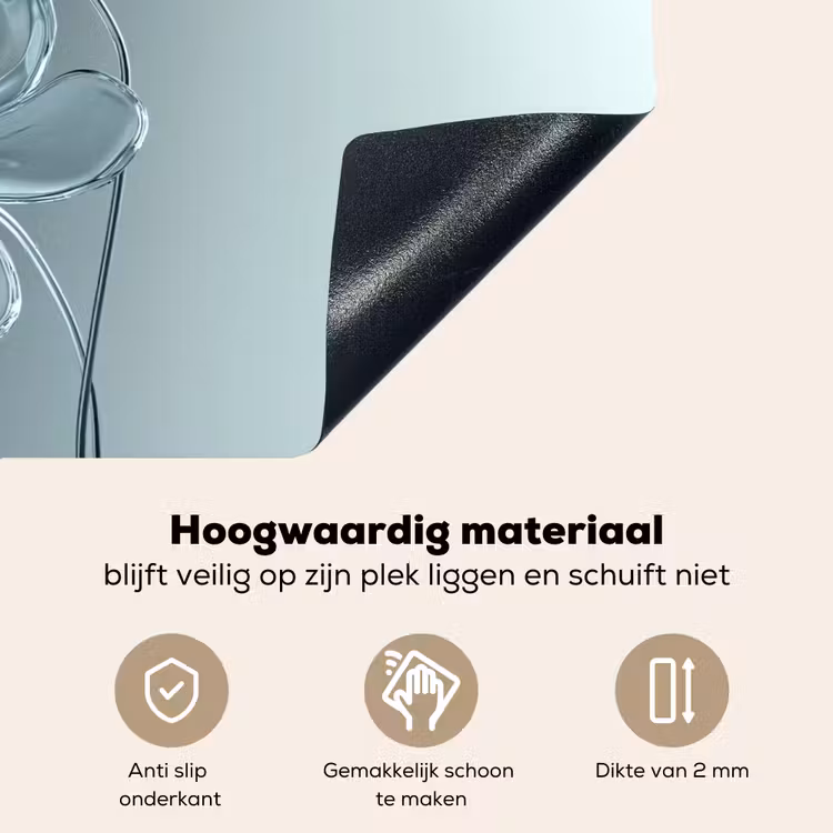Kristal - Bloemen - Grijs Inductie beschemer met haakjes klein -ky-onderkant-nl