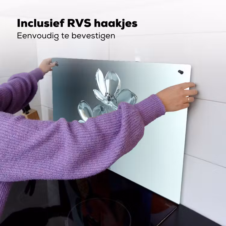 Kristal - Bloemen - Grijs Inductie beschemer met haakjes klein -ky-ophangen-nl