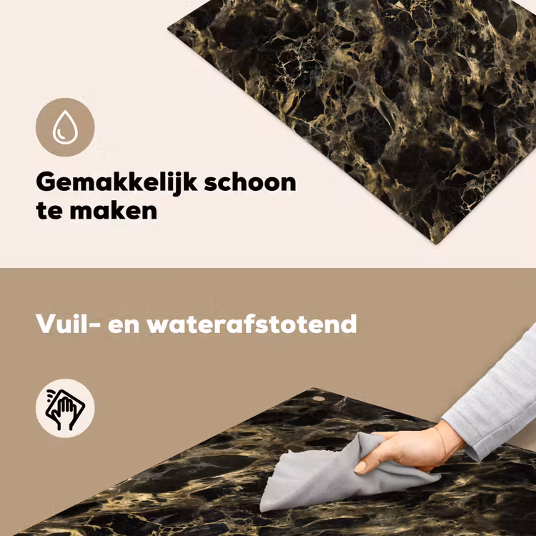 Kristal - Goud - Zwart - Marmer Inductie beschemer met haakjes klein 777 -ky-schoon-nl