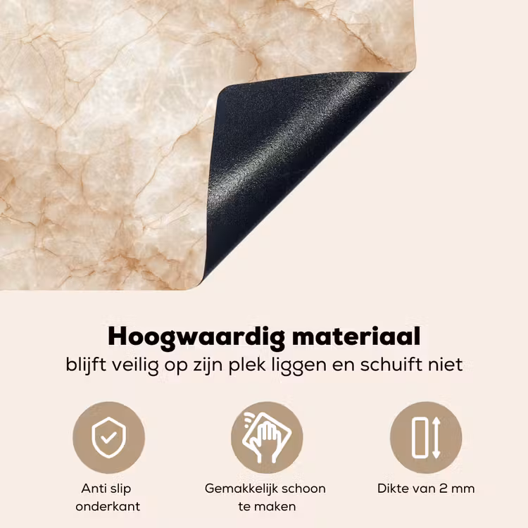 Kristalstructuur - Bruin - Marmer Inductie beschemer met haakjes klein 777 -ky-onderkant-nl