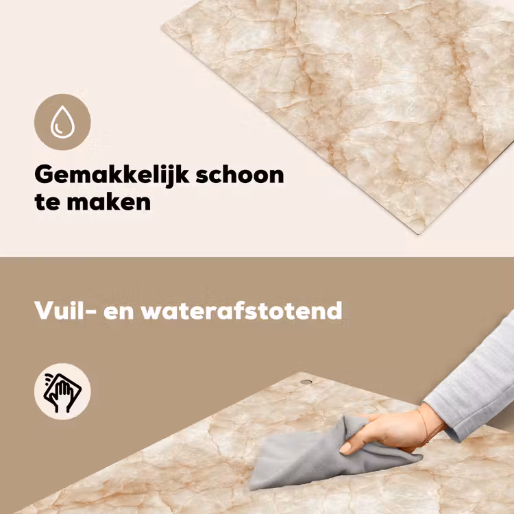 Kristalstructuur - Bruin - Marmer Inductie beschemer met haakjes klein 777 -ky-schoon-nl