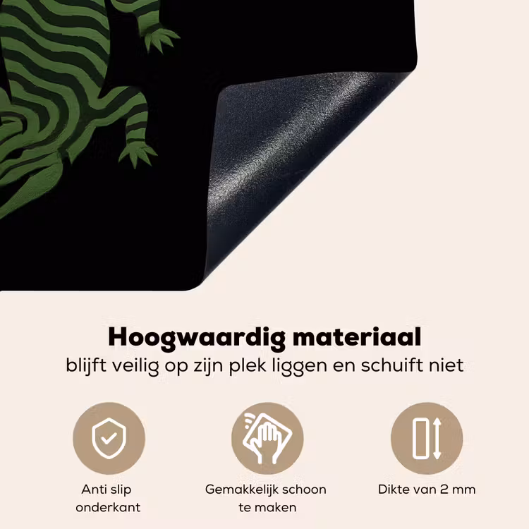 Krokodil - Groen - Tijgerachtig - Strepen Inductie beschemer met haakjes middel -ky-onderkant-nl