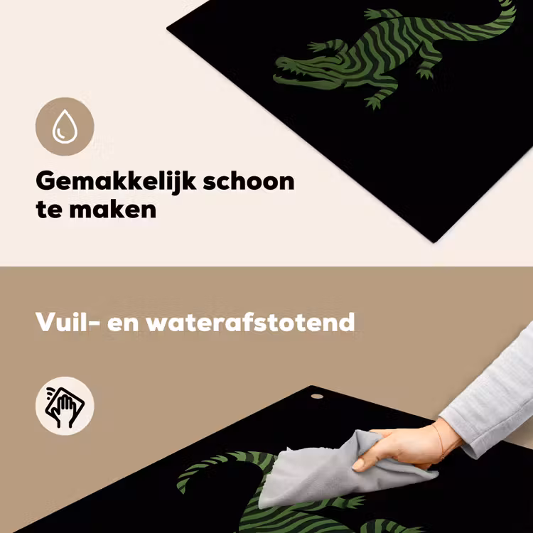 Krokodil - Groen - Tijgerachtig - Strepen Inductie beschemer met haakjes middel -ky-schoon-nl