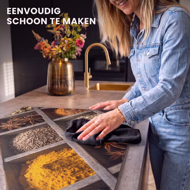 Inductiebeschermer & spatscherm (2in1) - Kruiden - Houten - Eten — 5